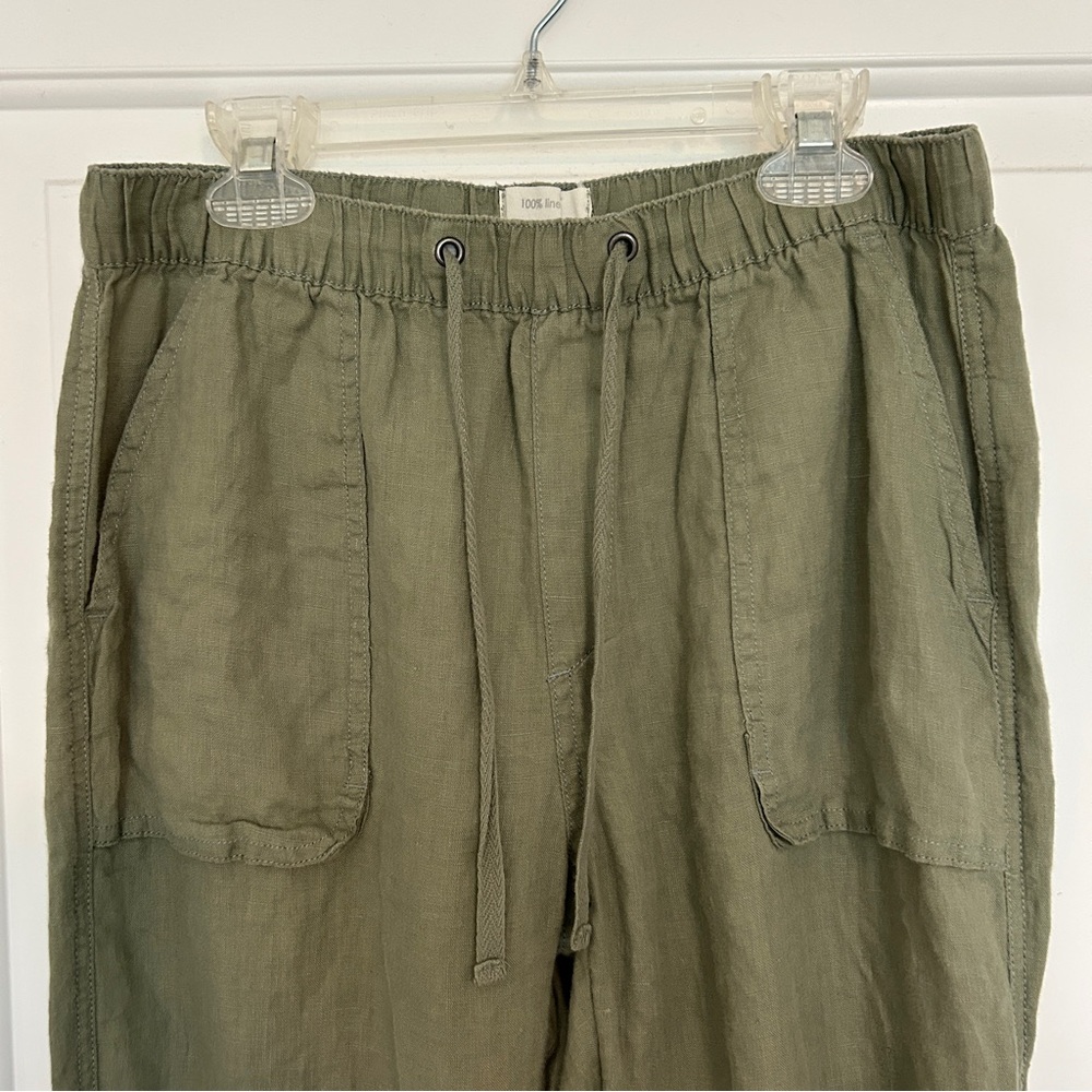 C&C California 100% Linen Olive Green Women’s Jogger Pants, Size Small - Picture 3 of 6